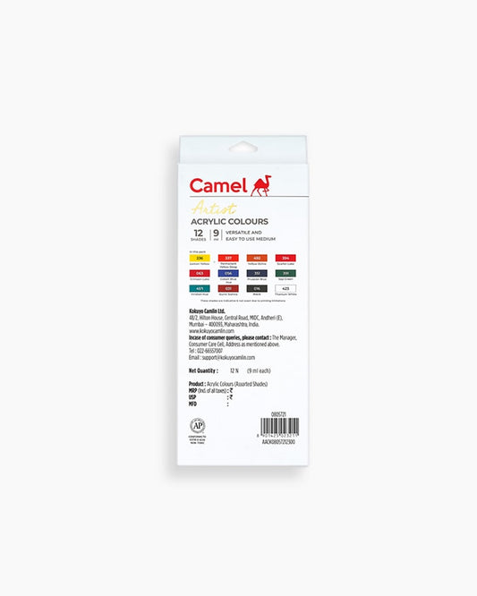 Camel Artist Acrylic Colours 12 shades in 9ml