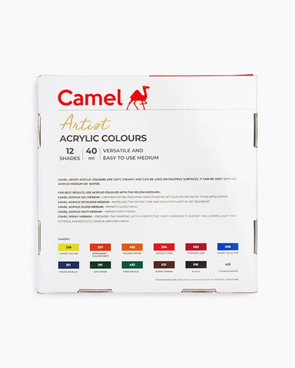 Camel Artist Acrylic Colours 12 shades in 40ml