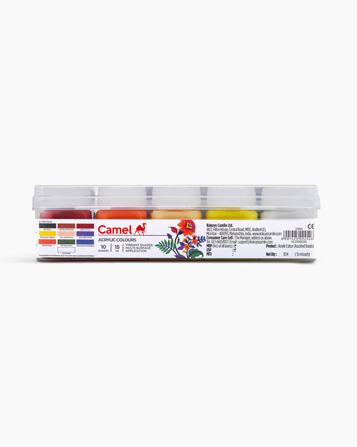 Camel Acrylic Colours Assorted pack of 10 shades 15ml