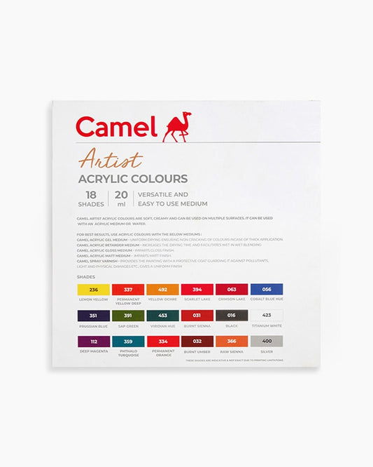 Camel Artist Acrylic Colours 24 shades in 9ml
