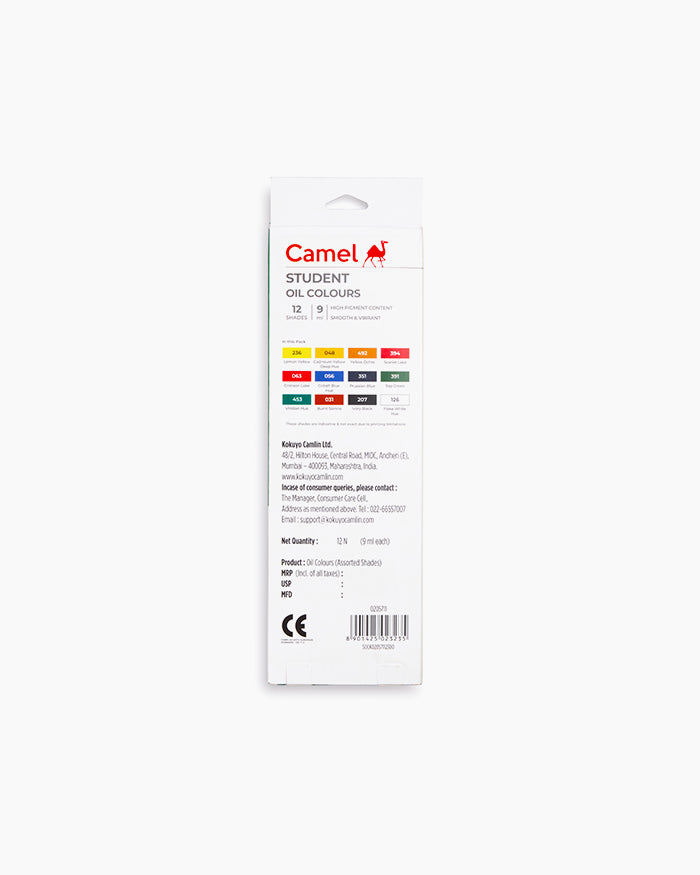 Student Oil Colour Assorted pack of 12 shades in 9 ml