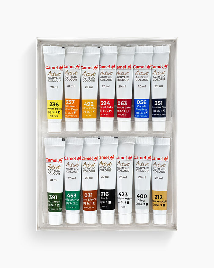 Camel Artist Acrylic Colours 14 shades in 20ml