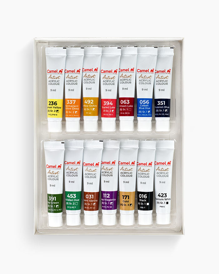 Camel Artist Acrylic Colours 14 shades in 9ml