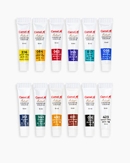Camel Artist Gouache Colours 12 shades in 9ml