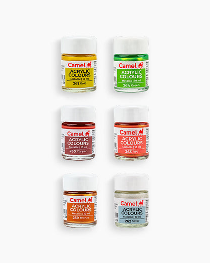 Assorted pack of 6 shades in 10 ml, Metalic range