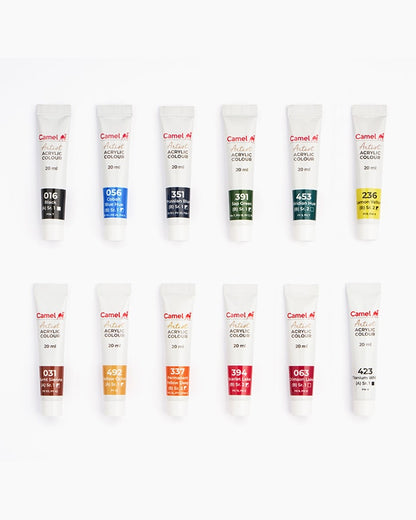 Camel Artist Acrylic Colours 12 shades in 20 ml