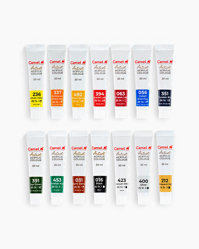 Camel Artist Acrylic Colours 14 shades in 20ml