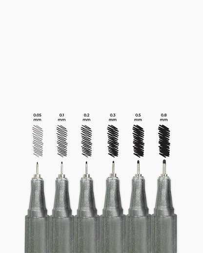 Fine liner Pens 6 Nib points